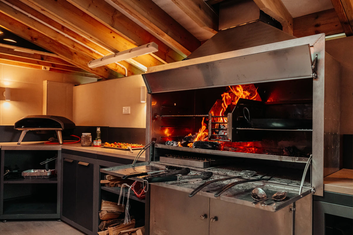The fire kitchen and its oak grill